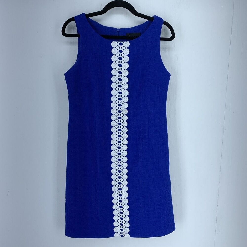 RN Studio Womens 6 Dress Shift Cottagecore Feminine Coastal‎ Casual Stretch Blue